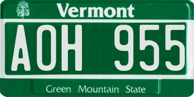 VT license plate AOH955