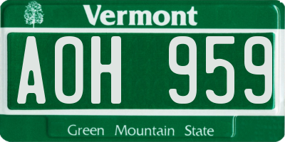 VT license plate AOH959