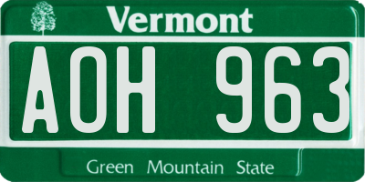VT license plate AOH963