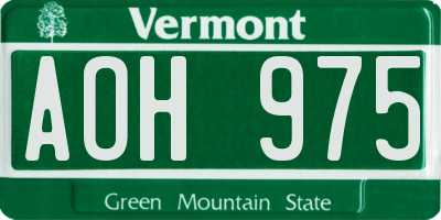VT license plate AOH975