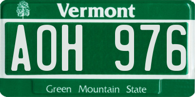 VT license plate AOH976
