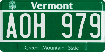 VT license plate AOH979