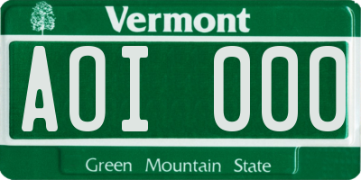 VT license plate AOI000