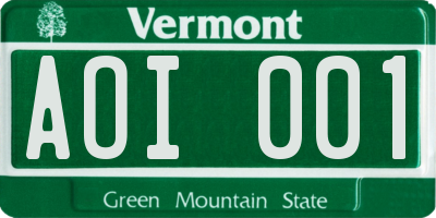 VT license plate AOI001