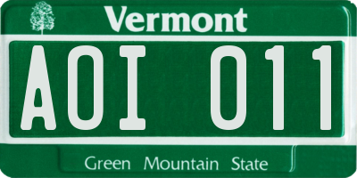 VT license plate AOI011