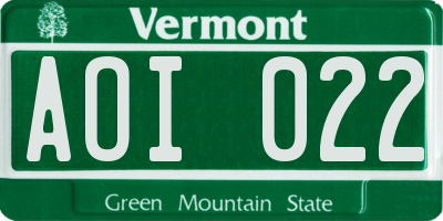 VT license plate AOI022