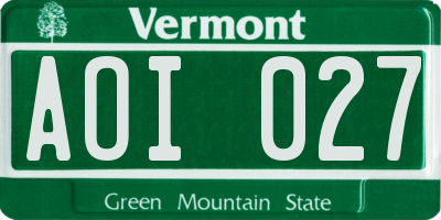 VT license plate AOI027