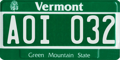 VT license plate AOI032