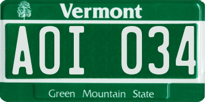 VT license plate AOI034
