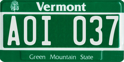 VT license plate AOI037