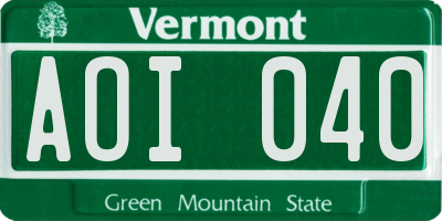 VT license plate AOI040