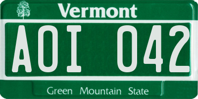 VT license plate AOI042