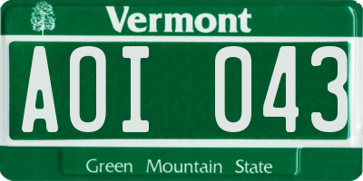 VT license plate AOI043