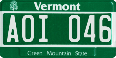 VT license plate AOI046