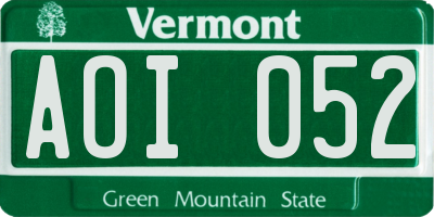 VT license plate AOI052