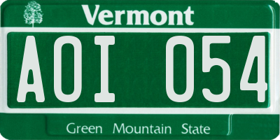 VT license plate AOI054