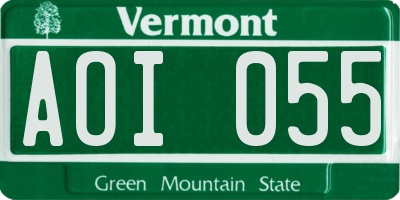 VT license plate AOI055