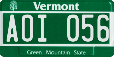 VT license plate AOI056