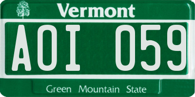 VT license plate AOI059