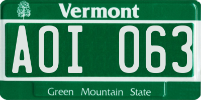 VT license plate AOI063