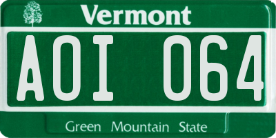VT license plate AOI064
