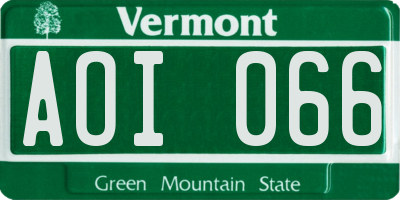 VT license plate AOI066