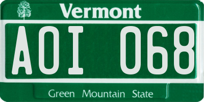VT license plate AOI068