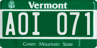 VT license plate AOI071