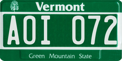 VT license plate AOI072