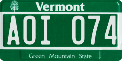 VT license plate AOI074