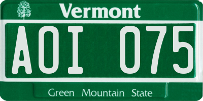 VT license plate AOI075