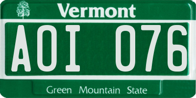 VT license plate AOI076