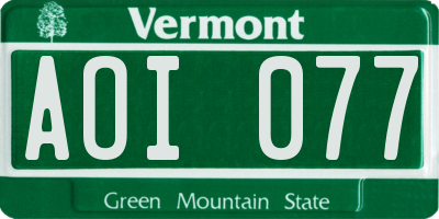 VT license plate AOI077