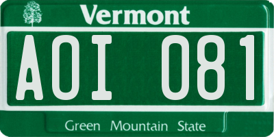 VT license plate AOI081