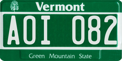 VT license plate AOI082