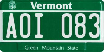 VT license plate AOI083