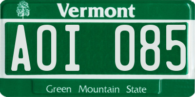 VT license plate AOI085
