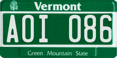 VT license plate AOI086