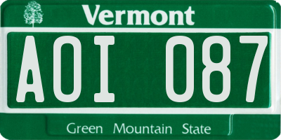 VT license plate AOI087