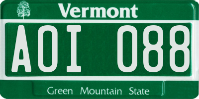 VT license plate AOI088