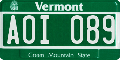 VT license plate AOI089
