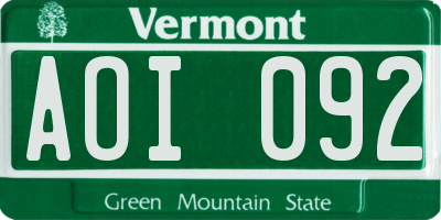 VT license plate AOI092