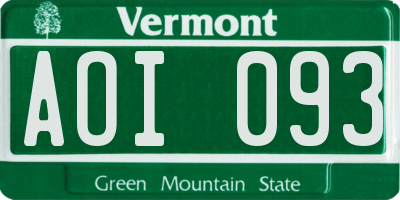 VT license plate AOI093