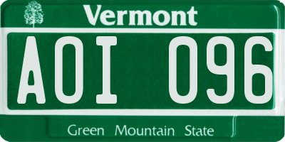 VT license plate AOI096