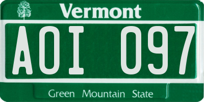 VT license plate AOI097