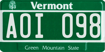 VT license plate AOI098
