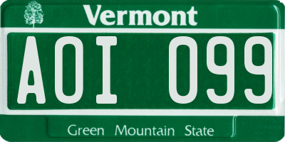 VT license plate AOI099