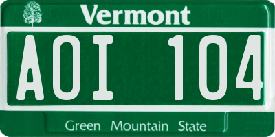 VT license plate AOI104