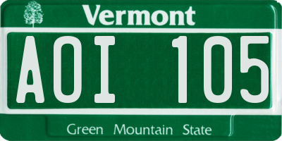 VT license plate AOI105