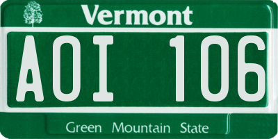 VT license plate AOI106